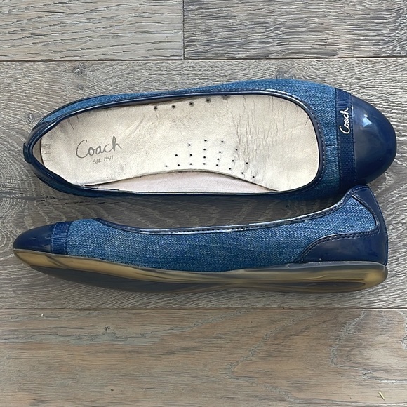 Coach Cecile Cap Toe Denim & Patent Leather Ballet Flats-8 1/2 B - Picture 3 of 10